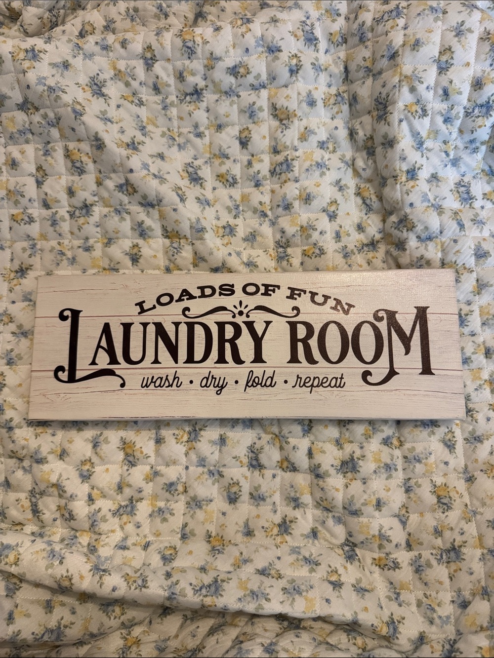 Laundry Room Wall Sign - Cream with Brown Lettering